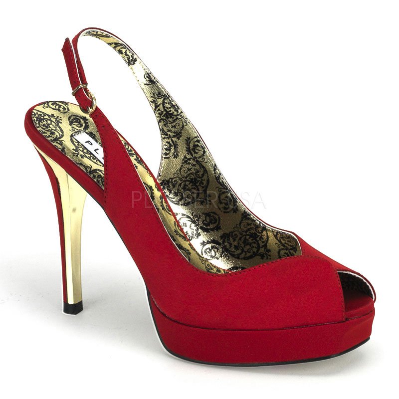 PEONY-03 Červené sandále na podpatku a platfromě