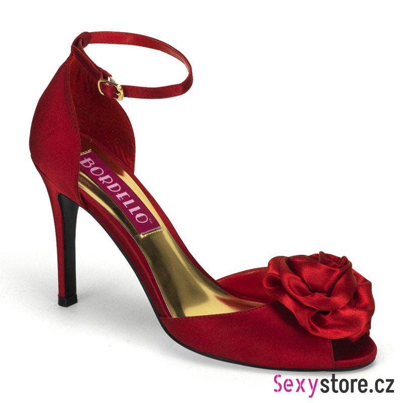 Svatební červené saténové boty ROSA-02/R/SAT