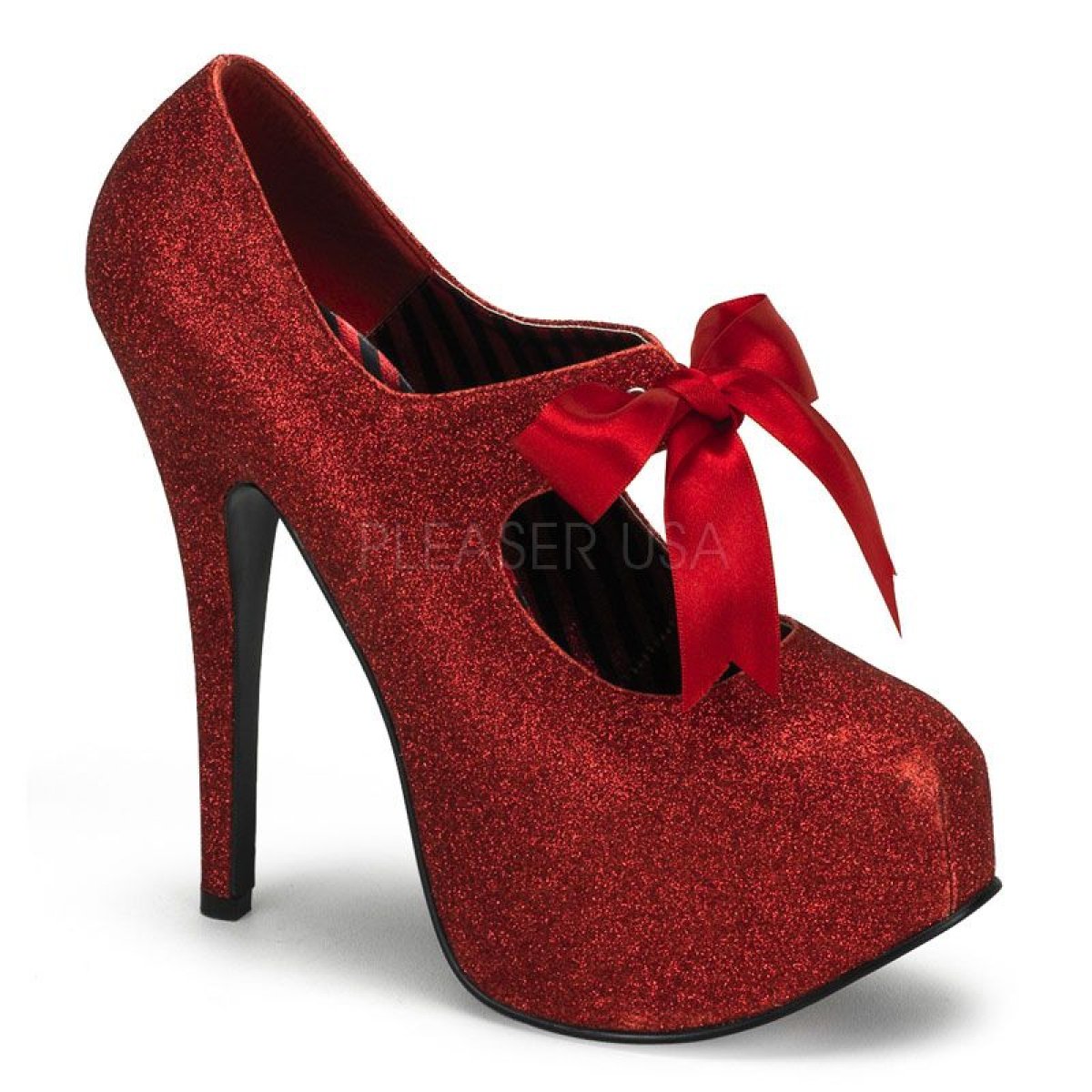 Červené dámské lodičky na podpatku a platformě TEEZE-04G/R | TEEZE-04G Pleaser