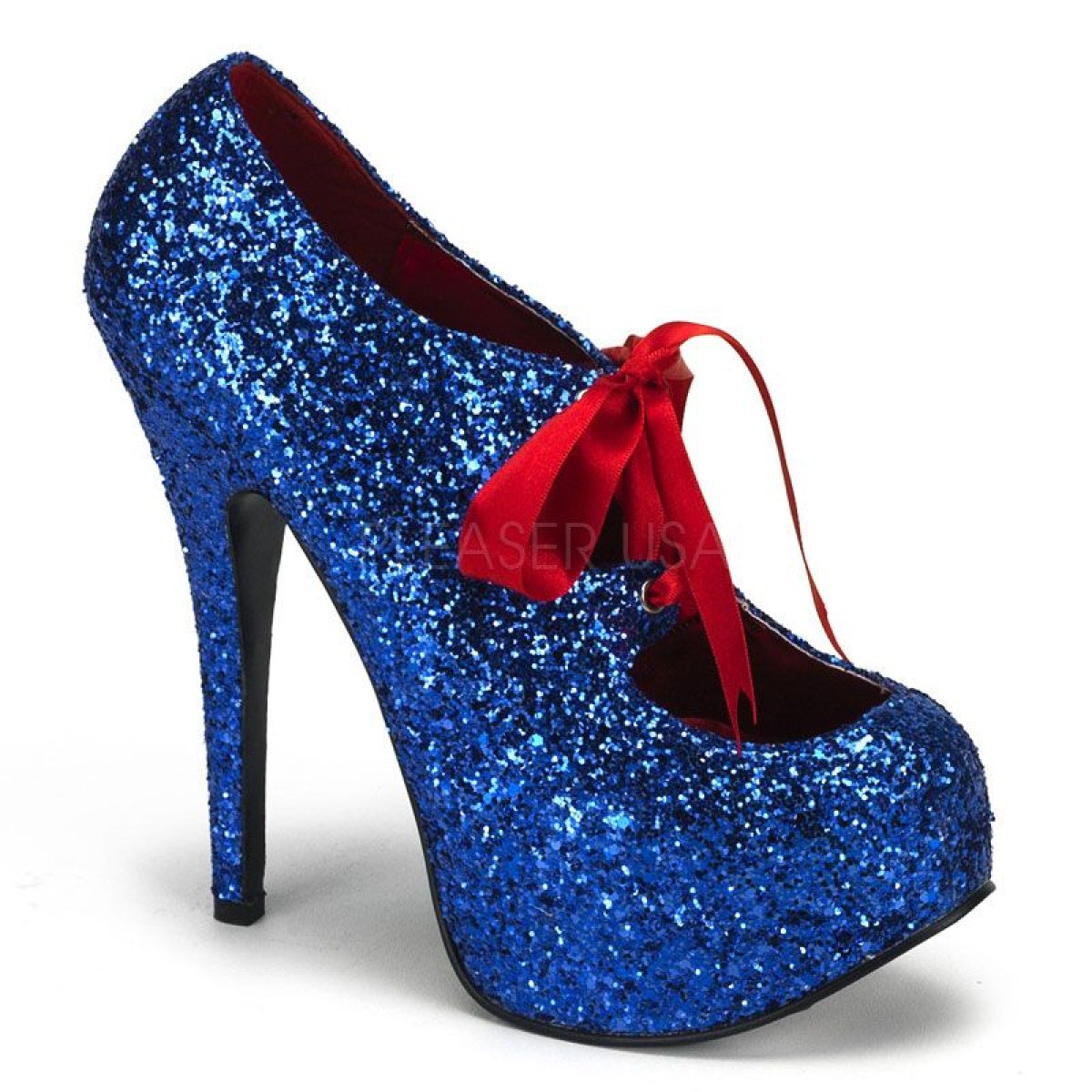 Modré dámské lodičky TEE10G/BLU s glitry | TEEZE-10G Pleaser