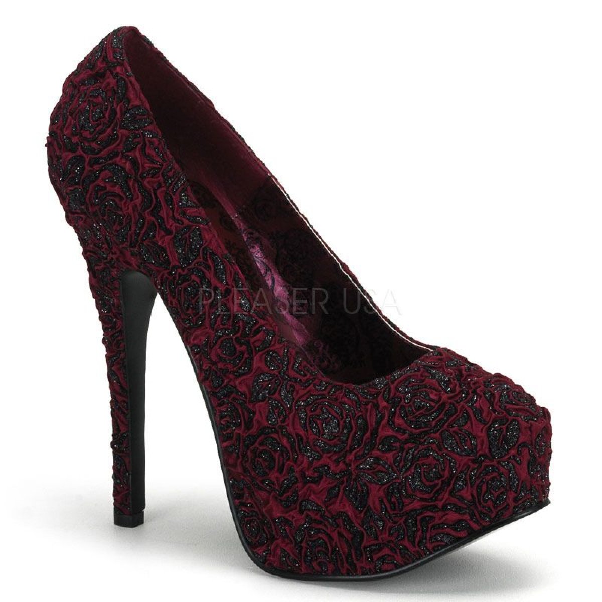 Rudé saténové lodičky Pleaser TEEZE-39/BY/SAT | TEEZE-39 Pleaser