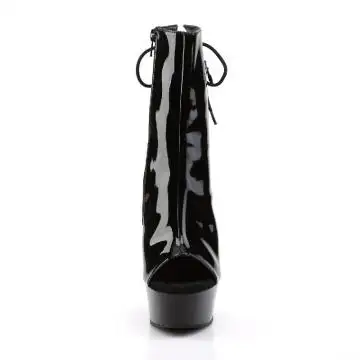 Černé lesklé go-go kozačky DEL1018/B/M | DELIGHT-1018 Pleaser - zepředu