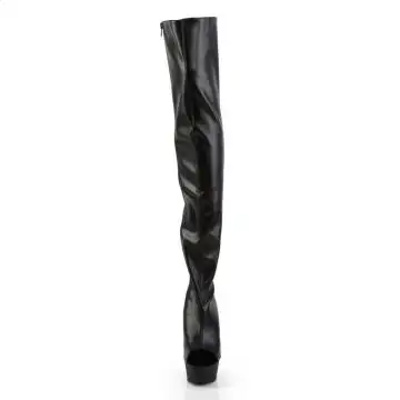 Černé matné sexy kozačky na podpatku DEL3017/B/PU | DELIGHT-3017 Pleaser - zepředu