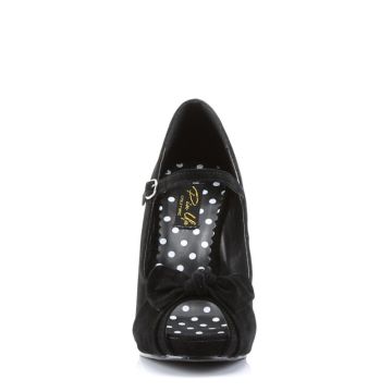 Černé semiš retro dámské lodičky na podpatku CUTIE08/BSUEPU | CUTIEPIE-08 Pin Up Couture - zepředu Černé semiš retro dámské lodičky na podpatku CUTIE08/BSUEPU | CUTIEPIE-08 Pin Up Couture - zepředu