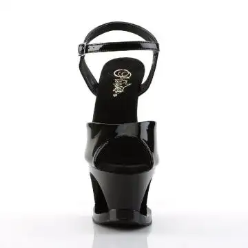 Černé sandály na podpatku a platformě MOON709/B/M | MOON-709 Pleaser - zepředu