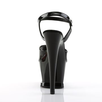 Černé sandály na podpatku a platformě MOON709/B/M | MOON-709 Pleaser - zezadu