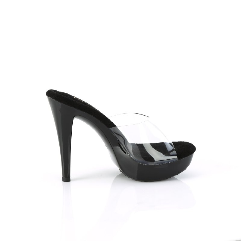 Černé go-go pantofle na podpatku CTAIL501/B/M | COCKTAIL-501 Fabulicious - z vnějšku