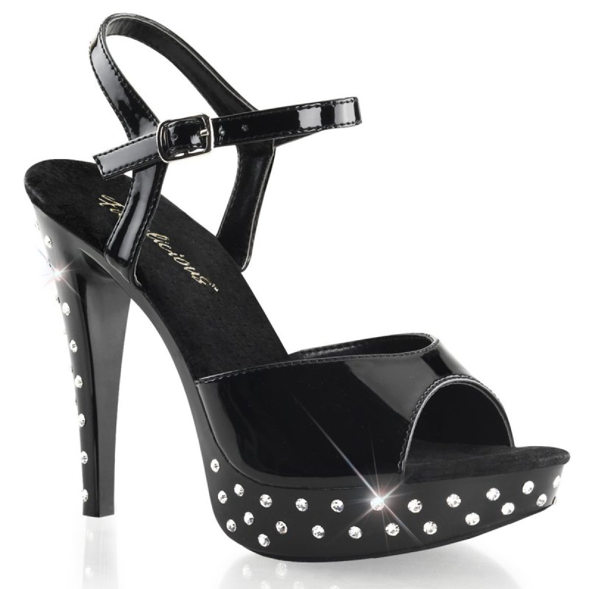 Luxusní černé boty CTAIL509SDT/B/M na podpatku a platformě | COCKTAIL-509SDT Fabulicious