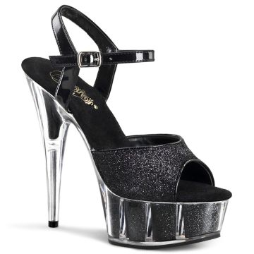 DELIGHT-609-5G | Černé sandály na podpatku a platformě DEL609-5G/B/M Pleaser