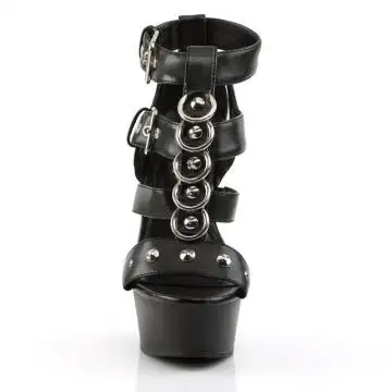 Černé páskové boty na podpatku DEL658/BPU/M Pleaser | DELIGHT-658 Pleaser - zepředu
