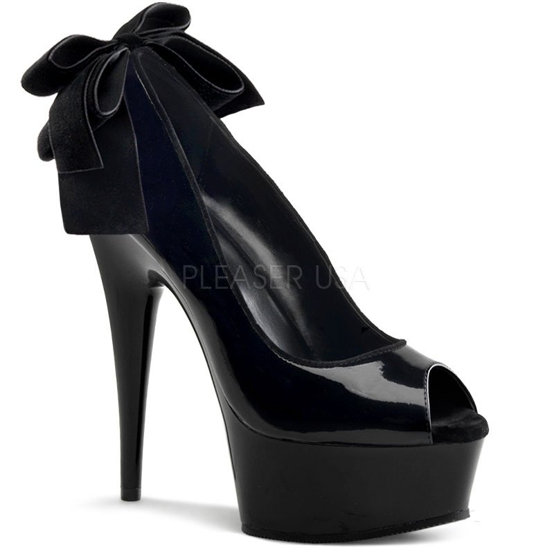 Černá luxusní obuv na podpatku DELIGHT 685-3/B/M