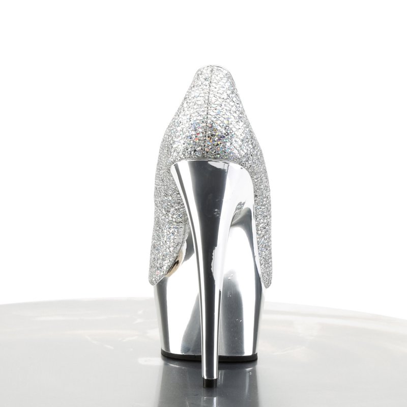 Luxusní stříbrné lodičky na platformě DEL685G/S/M | DELIGHT-685G Pleaser - zezadu