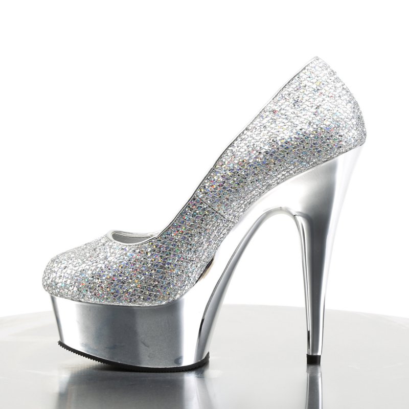Luxusní stříbrné lodičky na platformě DEL685G/S/M | DELIGHT-685G Pleaser - z vnitřku