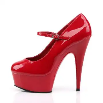 Červené sexy lodičky na podpatku a platformě DEL687/R/M | DELIGHT-687 Pleaser - z vnitřku