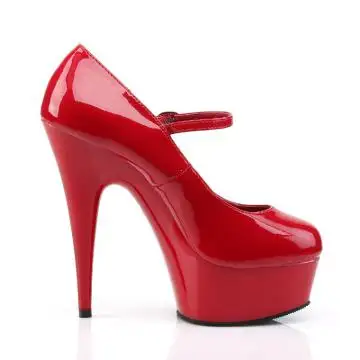 Červené sexy lodičky na podpatku a platformě DEL687/R/M | DELIGHT-687 Pleaser - z vnějšku