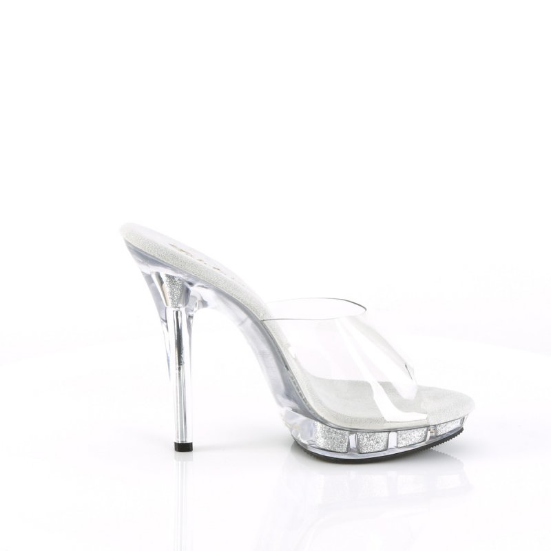 Sexy průhledné pantofle LIP-101/C/SG Pleaser na podpatku | LIP-101 Fabulicious - z vnějšku