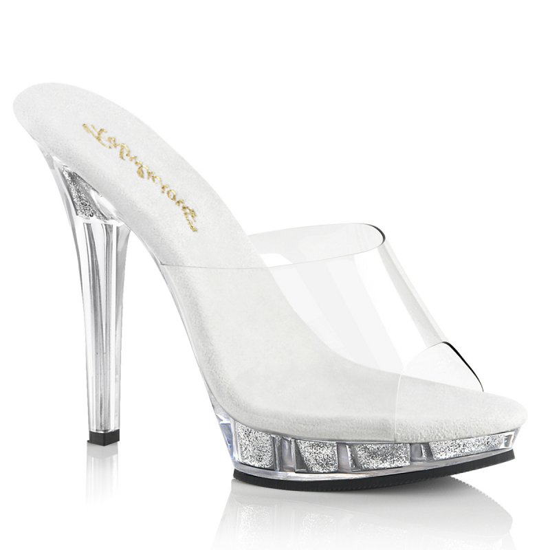 Sexy průhledné pantofle LIP-101/C/SG Pleaser na podpatku | LIP-101 Fabulicious