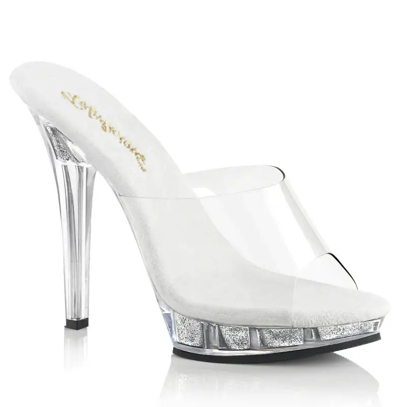 Sexy průhledné pantofle LIP-101/C/SG Pleaser na podpatku