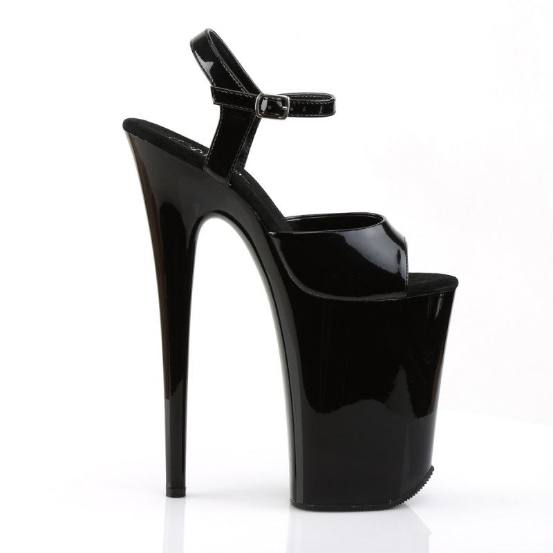 Černé extra vysoké podpatky INF909/B/M | INFINITY-909 Pleaser - z vnějšku