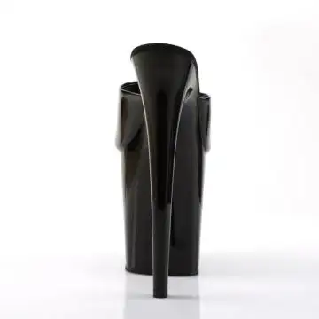 Černé sexy pantofle na extrémním podpatku FLAM801/B/M | FLAMINGO-801 Pleaser - zezadu