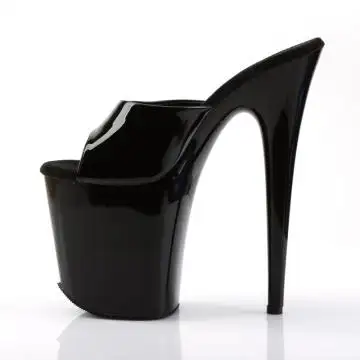 Černé sexy pantofle na extrémním podpatku FLAM801/B/M | FLAMINGO-801 Pleaser - z vnitřku