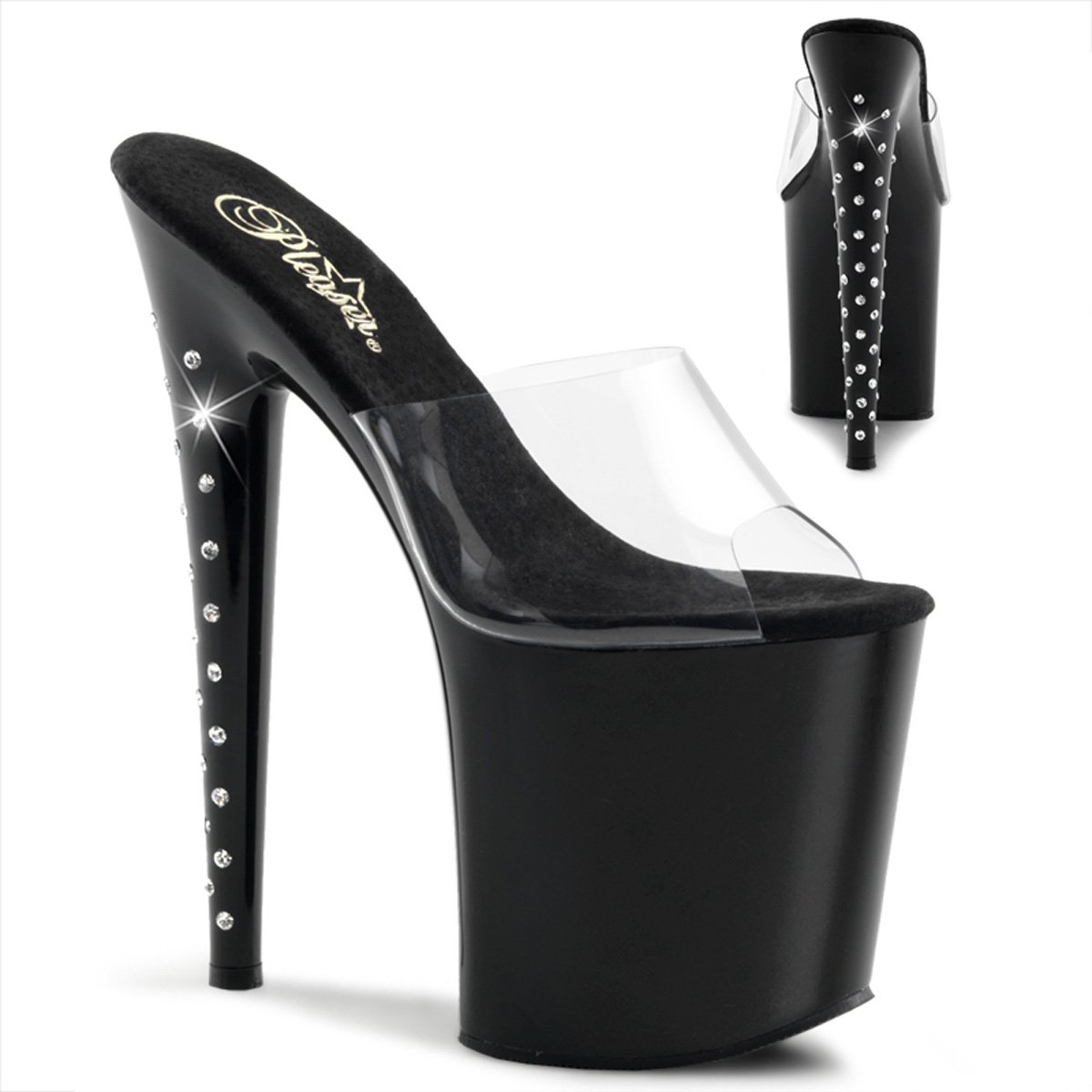 FLAMINGO-801LS/C/B Sexy boty na extrémním podpatku | FLAMINGO-801LS Pleaser