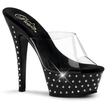 STARDUST-601 | Černé pantofle Pleaser zdobené kamínky STDUS601/C/B