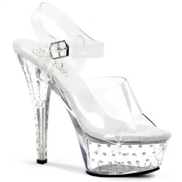 Průhledné luxusní sandály Pleaser STDUS608/C/M | STARDUST-608 Pleaser
