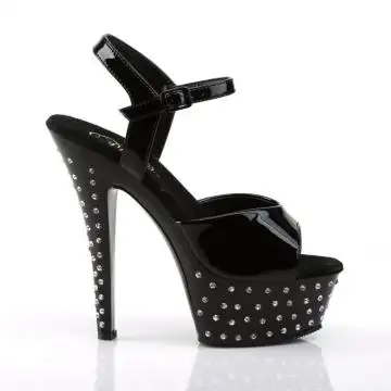Černé sexy boty STDUS609/B/M s ozdobnými kameny | STARDUST-609 Pleaser - z vnějšku