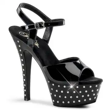 Černé sexy boty STDUS609/B/M s ozdobnými kameny | STARDUST-609 Pleaser