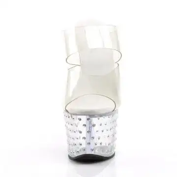 Průhledné pantofle se dvěma průhlednými pásky STDUS702/C/M | STARDUST-702 Pleaser - zepředu