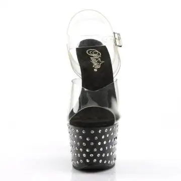 Černé sexy sandály STDUS708/C/B | STARDUST-708 Pleaser - zepředu