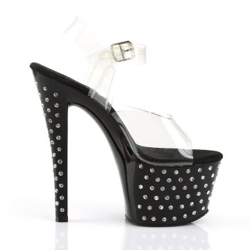 Černé sexy sandály STDUS708/C/B | STARDUST-708 Pleaser - z vnějšku Černé sexy sandály STDUS708/C/B | STARDUST-708 Pleaser - z vnějšku