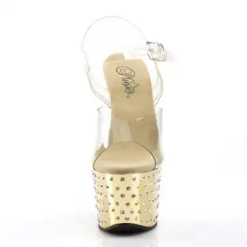 Zlaté sexy sandály STDUS708/C/GCH | STARDUST-708 Pleaser - zepředu