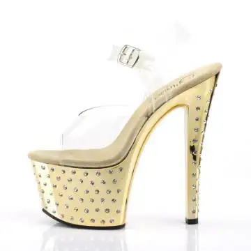 Zlaté sexy sandály STDUS708/C/GCH | STARDUST-708 Pleaser - z vnitřku