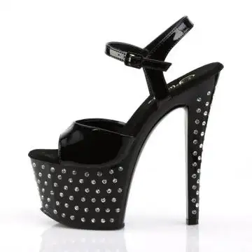 Černé luxusní sexy boty s kamínky Pleaser STDUS709/B/M | STARDUST-709 Pleaser - z vnitřku