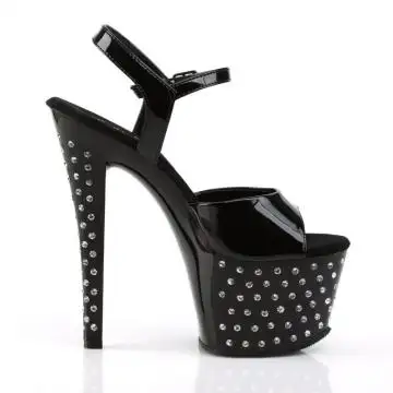 Černé luxusní sexy boty s kamínky Pleaser STDUS709/B/M | STARDUST-709 Pleaser - z vnějšku