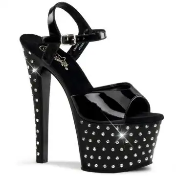 Černé luxusní sexy boty s kamínky Pleaser STDUS709/B/M | STARDUST-709 Pleaser