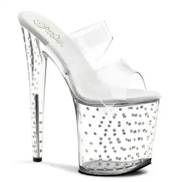 Průhledné pantofle Pleaser STDUS802/C/M se dvěma pásky | STARDUST-802 Pleaser