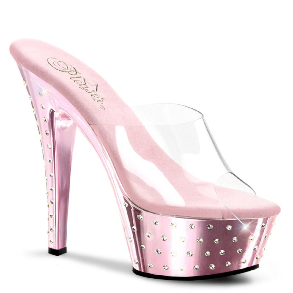 Růžové pantofle Pleaser zdobené kamínky STDUS601/C/BPCH | STARDUST-601