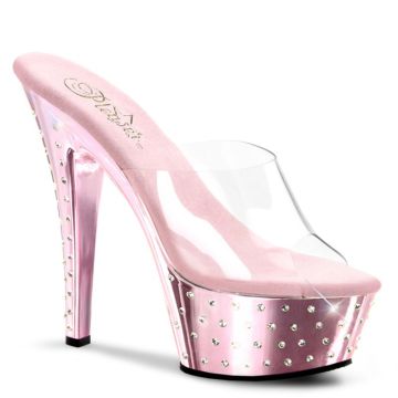 Růžové pantofle Pleaser zdobené kamínky STDUS601/C/BPCH
