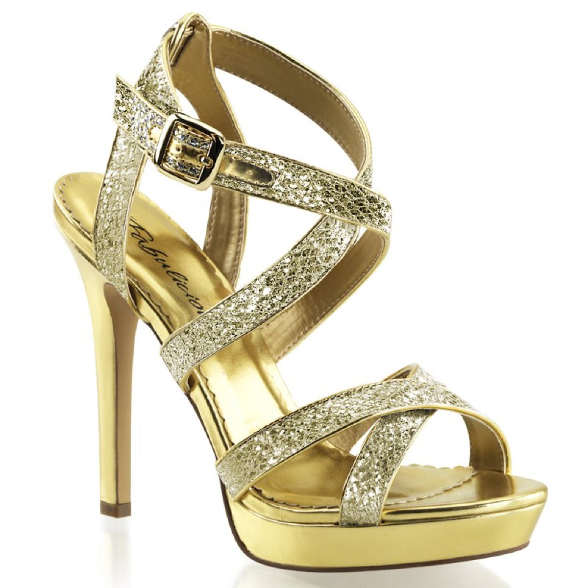 Zlaté sandálky na podpatku a platformě LUMINA-21/GG | LUMINA-21 Fabulicious