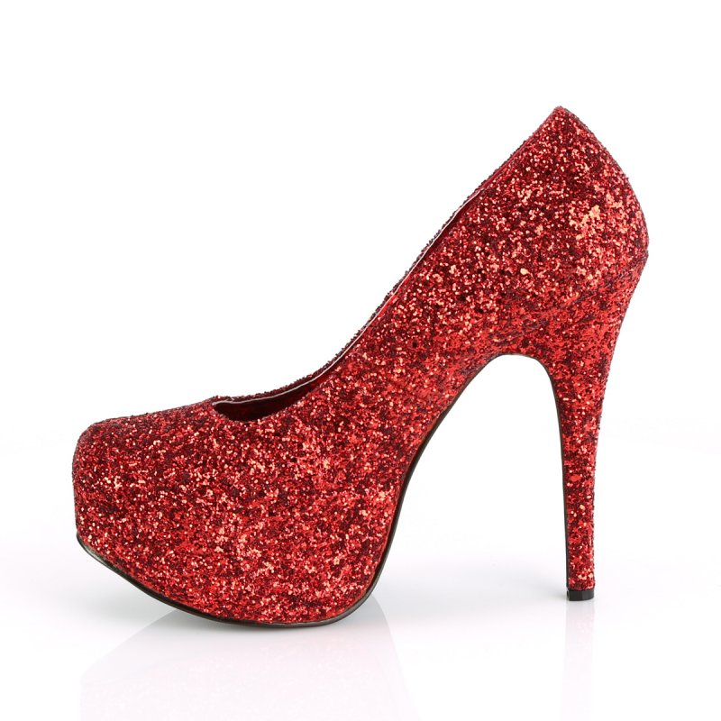 Červené burleskní lodičky s třpytkami TEE06GW/RG | TEEZE-06GW Pleaser Pink Label - z vnitřku