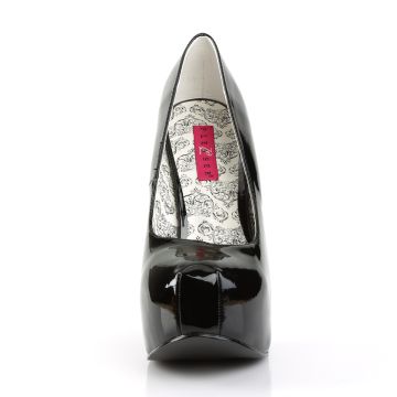 Černé lesklé dámské sexy lodičky na platformě TEE06W/B | TEEZE-06W Pleaser Pink Label - zepředu
