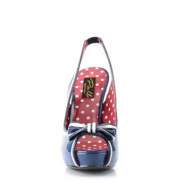 Modré retro lodičky na podpatku BETT05/NBPT výprodej | BETTIE-05 Pin Up Couture - zepředu