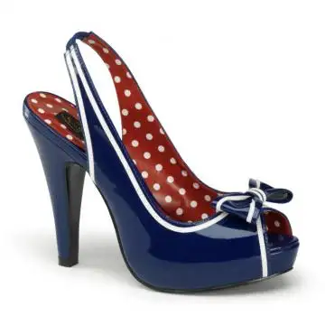 Modré retro lodičky na podpatku BETT05/NBPT výprodej | BETTIE-05 Pin Up Couture