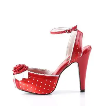 Červené retro sandálky na podpatku a platformě BETT06/R/SA | BETTIE-06 Pin Up Couture - z vnitřku