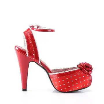 Červené retro sandálky na podpatku a platformě BETT06/R/SA | BETTIE-06 Pin Up Couture - z vnějšku