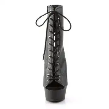 Černé matné kozačky otevřená špička a pata DEL1016/BPU/M | DELIGHT-1016 Pleaser - zepředu