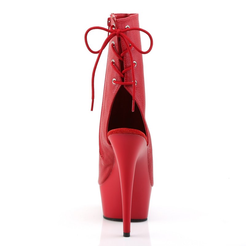 Červené matné go-go kozačky DEL1018/RPU/M | DELIGHT-1018 Pleaser - zezadu